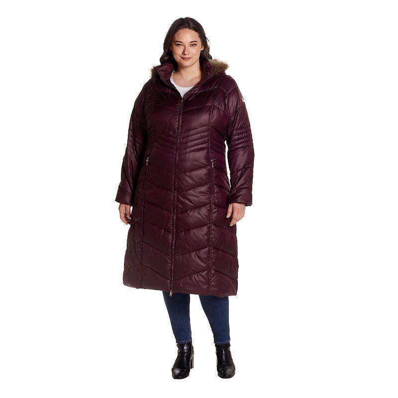 Gallery Hooded Maxi Puffer Coat with Faux Fur Trim Product Image