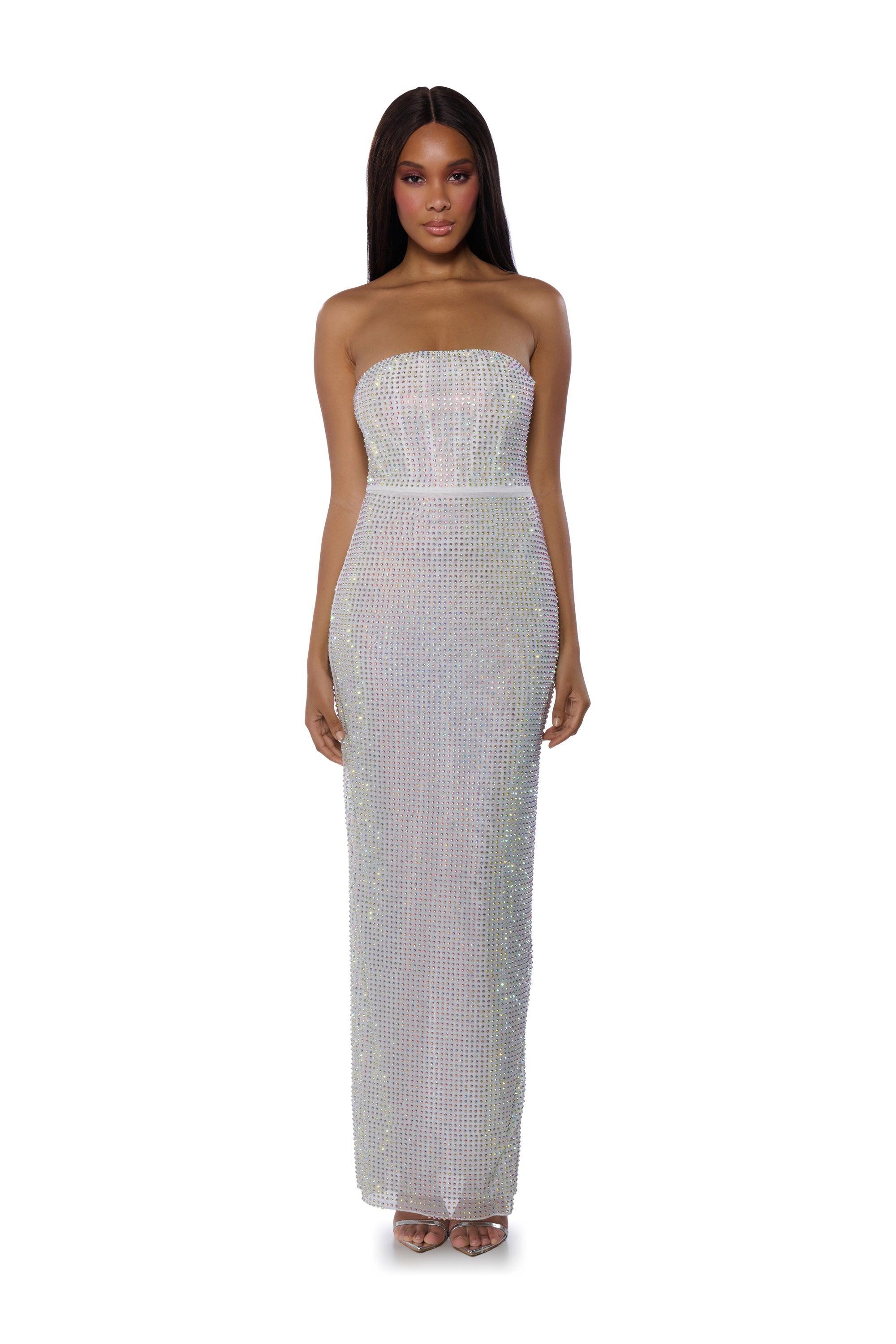 SLEEK AND SEXY RHINESTONE MAXI DRESS Product Image