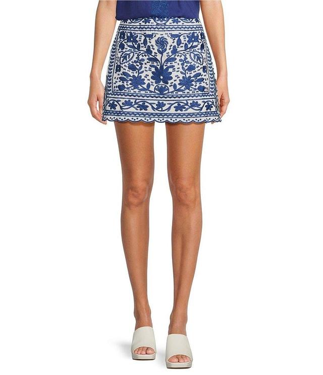 J.Marie Laken Floral Embroidered Mini Pencil Skirt Product Image