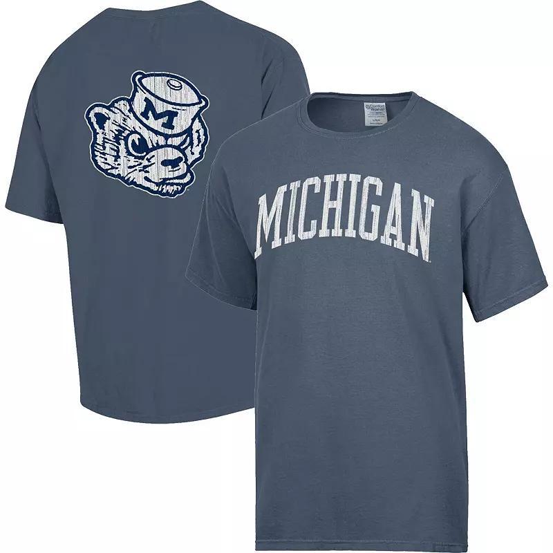 Mens Comfort Wash Heather Michigan Wolverines Vintage Arch 2-Hit T-Shirt Blue Product Image