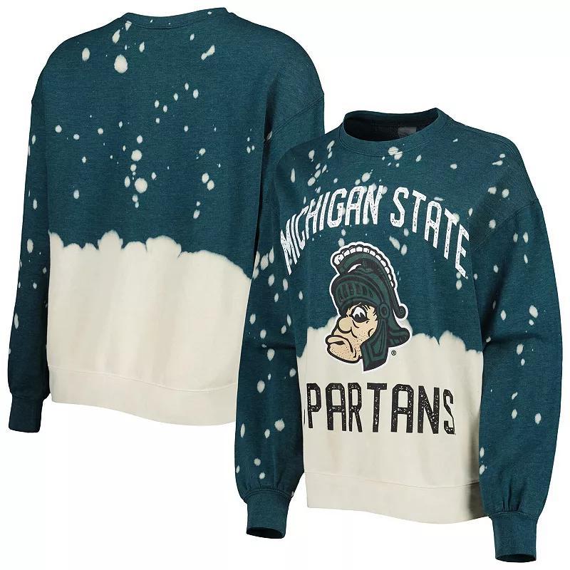 Womens Gameday Couture Green Michigan State Spartans Twice As Nice Faded Dip-Dye Pullover Long Sleeve Top Product Image