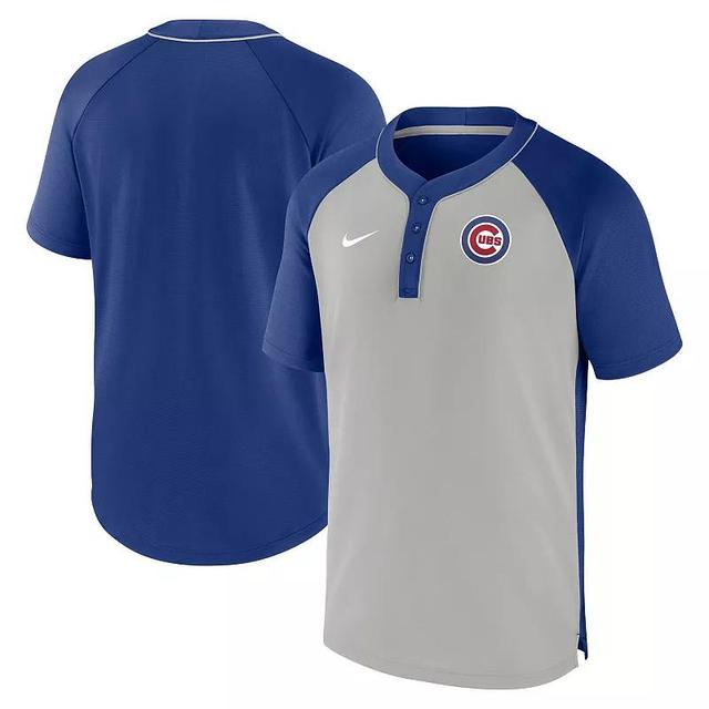 Mens Nike Royal/Silver Chicago Cubs City Plate Performance Henley Raglan T-Shirt Product Image