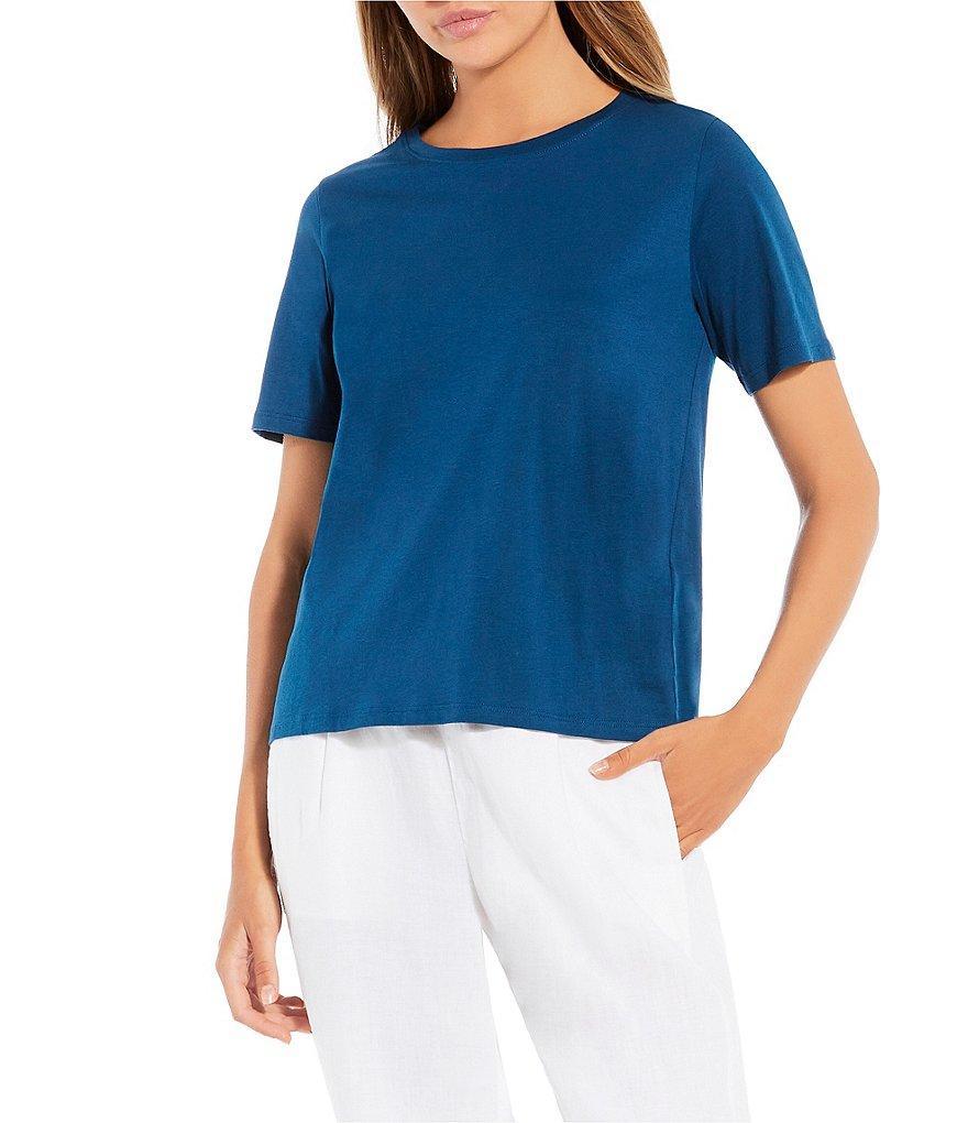 Eileen Fisher Organic Pima Cotton Jersey Crew Neck Short Sleeve Tee Shirt Product Image