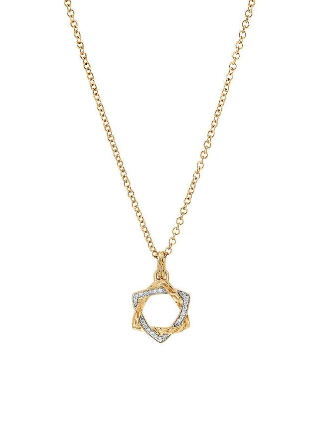 Womens 18K Yellow Gold & 0.08 TCW Diamond Star Of David Pendant Necklace Product Image