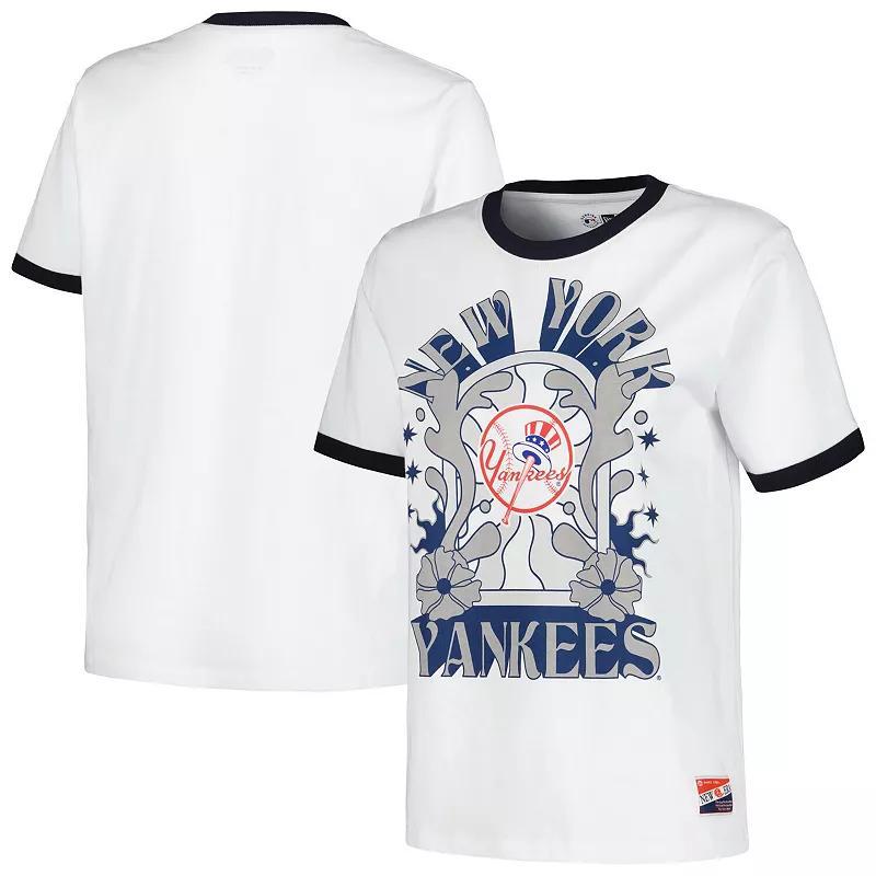 Womens New Era White New York Yankees Oversized Ringer T-Shirt Product Image