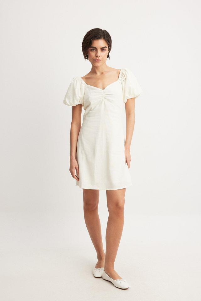 Linen Blend Puff Shoulder Mini Dress Product Image