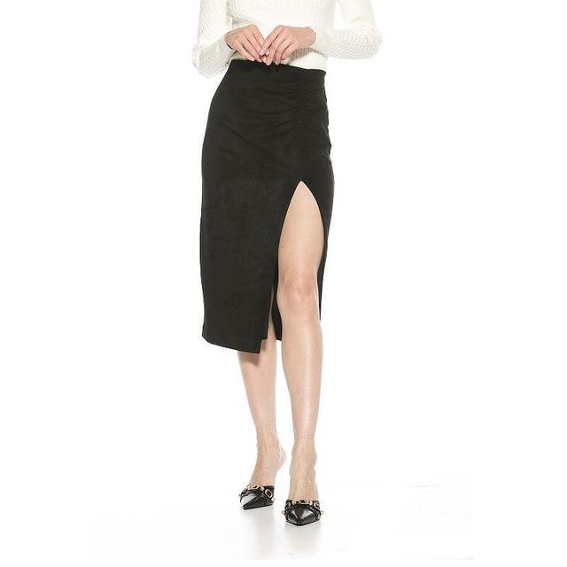 Womens ALEXIA ADMOR Zayla Suede Pencil Skirt with Ruching Detail Red Product Image