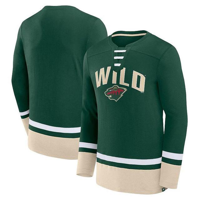 Mens Fanatics Branded Minnesota Wild Back Pass Lace-Up Long Sleeve T-Shirt Product Image