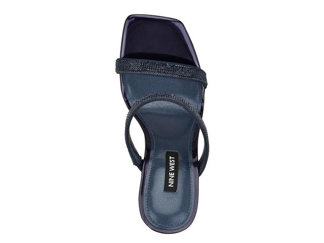 Nine West Yogirl Womens Square Toe Slip-On Dress Sandals Blue Shimmer Product Image