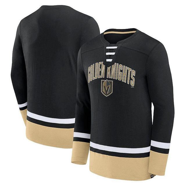 Mens Fanatics Branded Black Vegas Golden Knights Back Pass Lace-Up Long Sleeve T-Shirt Product Image