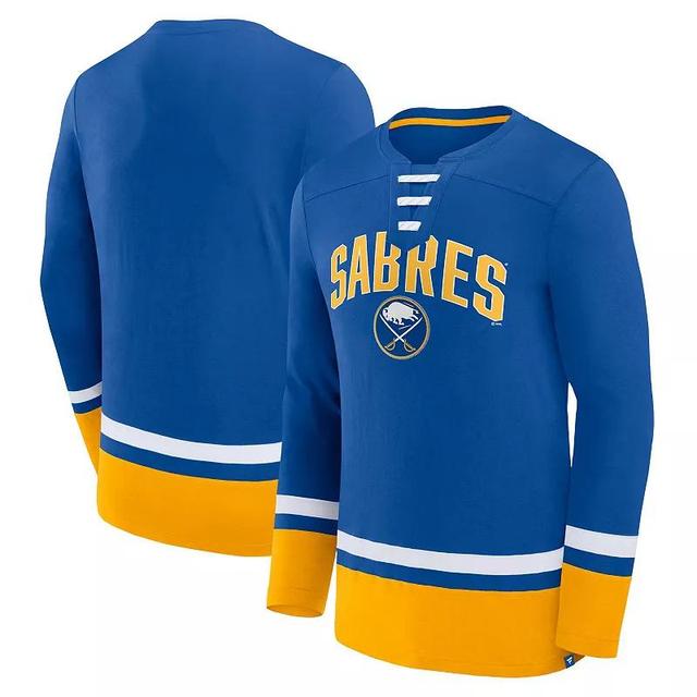 Mens Fanatics Branded Royal Buffalo Sabres Back Pass Lace-Up Long Sleeve T-Shirt Product Image