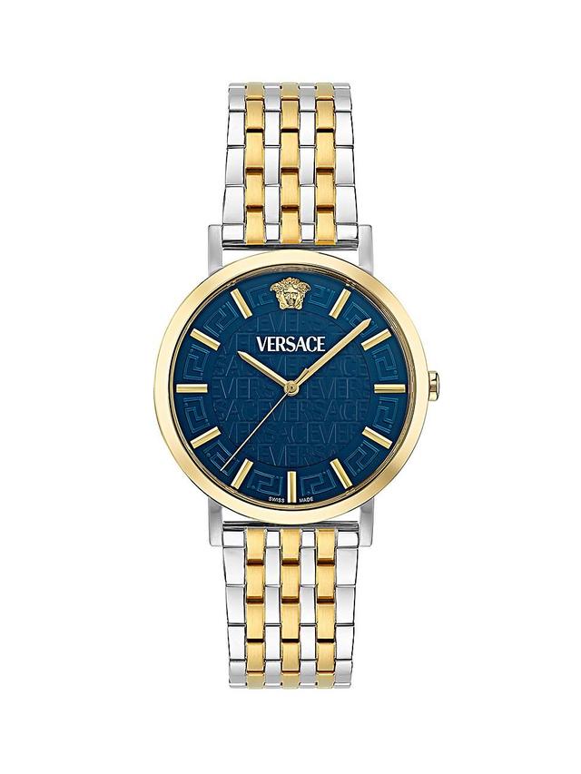 Mens Greca Slim Two-Tone Bracelet Watch, 40mm Product Image