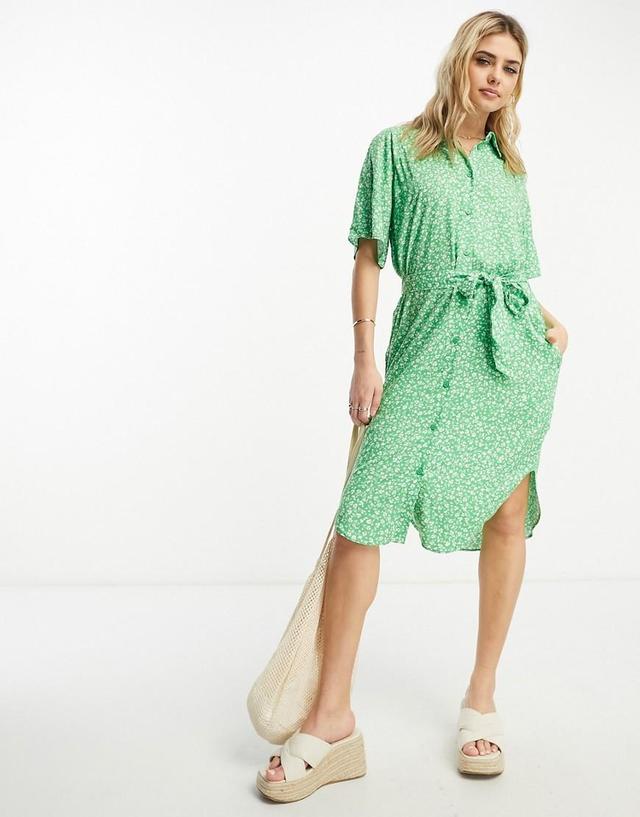 Monki tie waist midi shirt dress Product Image