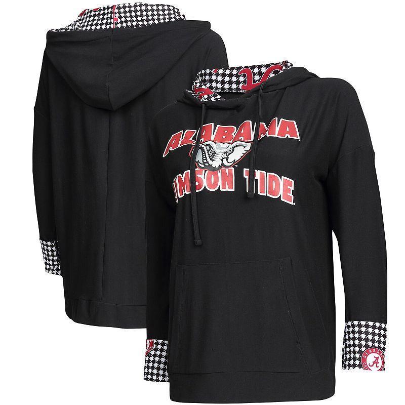 Womens Black Alabama Crimson Tide Fairway Houndstooth Pullover Hoodie Product Image