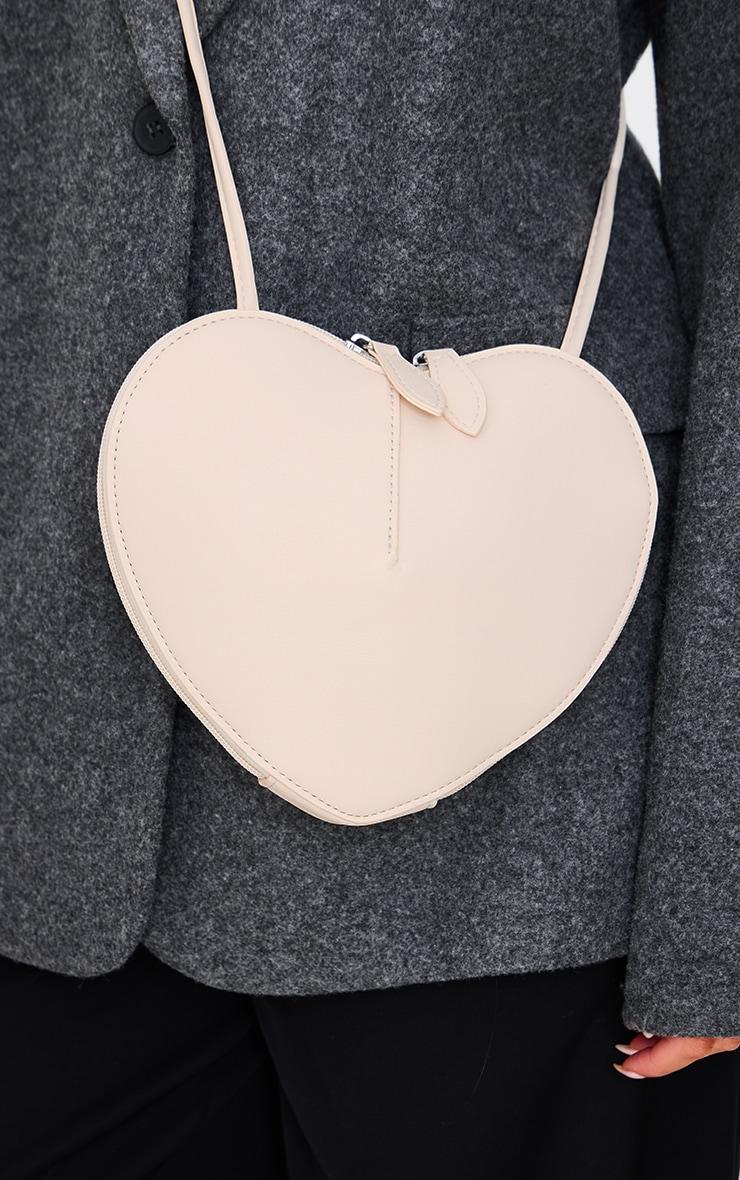 Cream Pu Heart Crossbody Bag Product Image