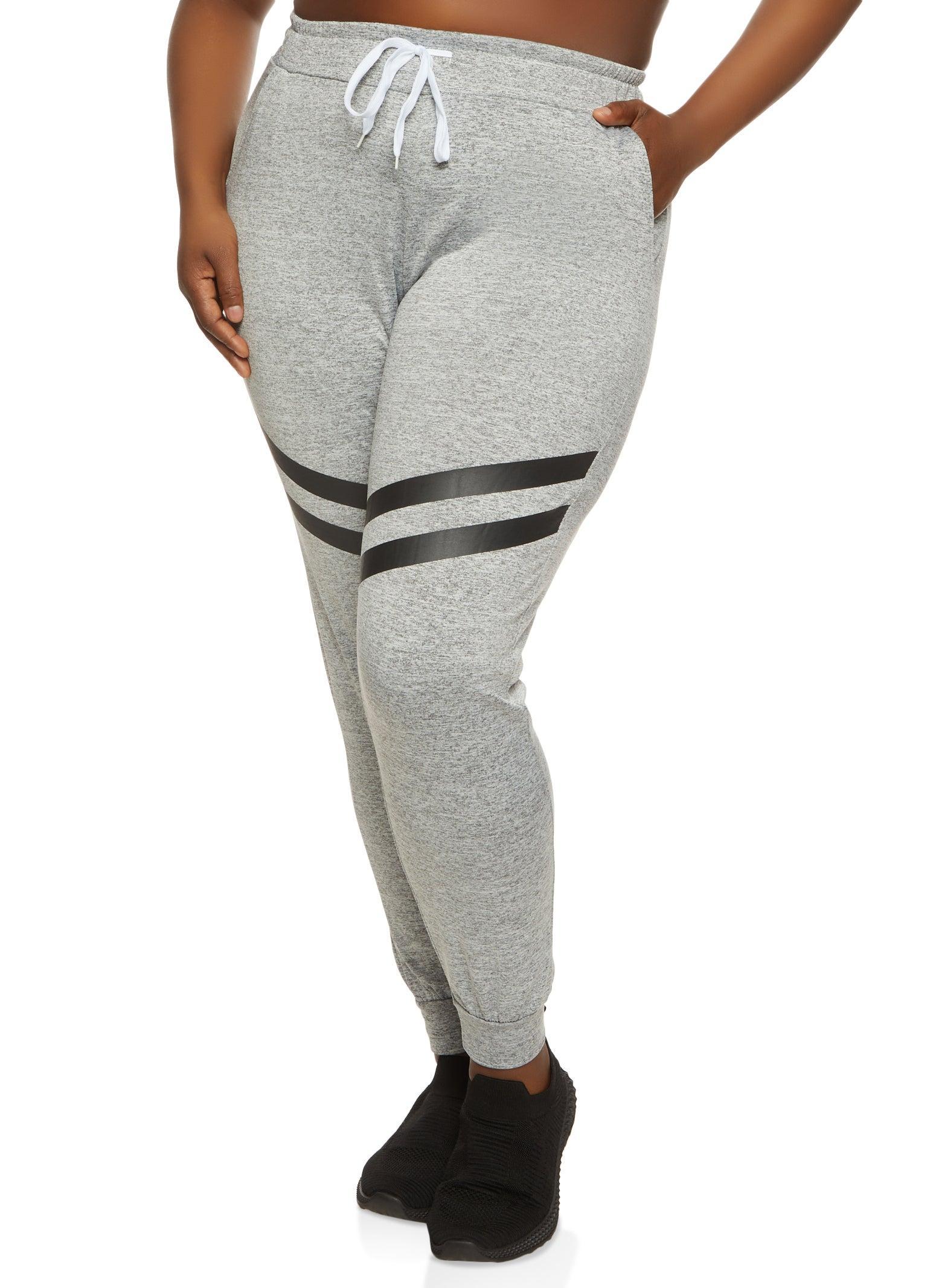 Womens Plus Size Varsity Stripe Detail Drawstring Joggers Product Image