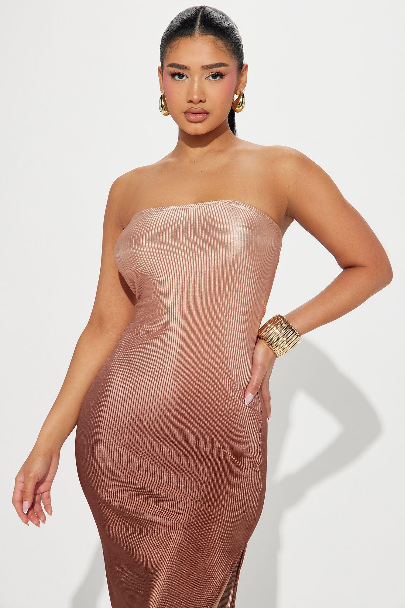 Ombre Effect Midi Dress - Brown/combo Product Image