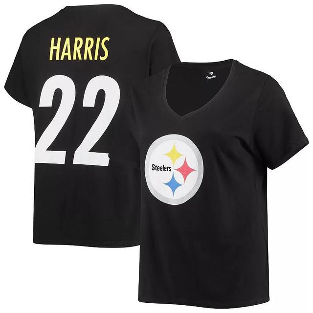 Womens Fanatics Branded Najee Harris Pittsburgh Steelers Plus Size Player Name & Number V-Neck T-Shirt Product Image