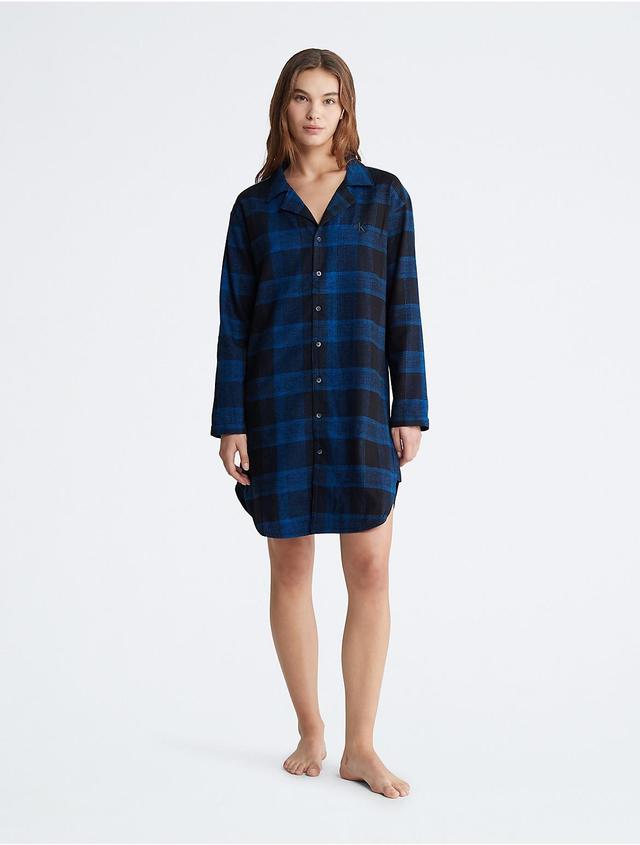 Calvin Klein Womens Pure Flannel Relaxed Button-Down Shirt Dress - Black - XS Product Image