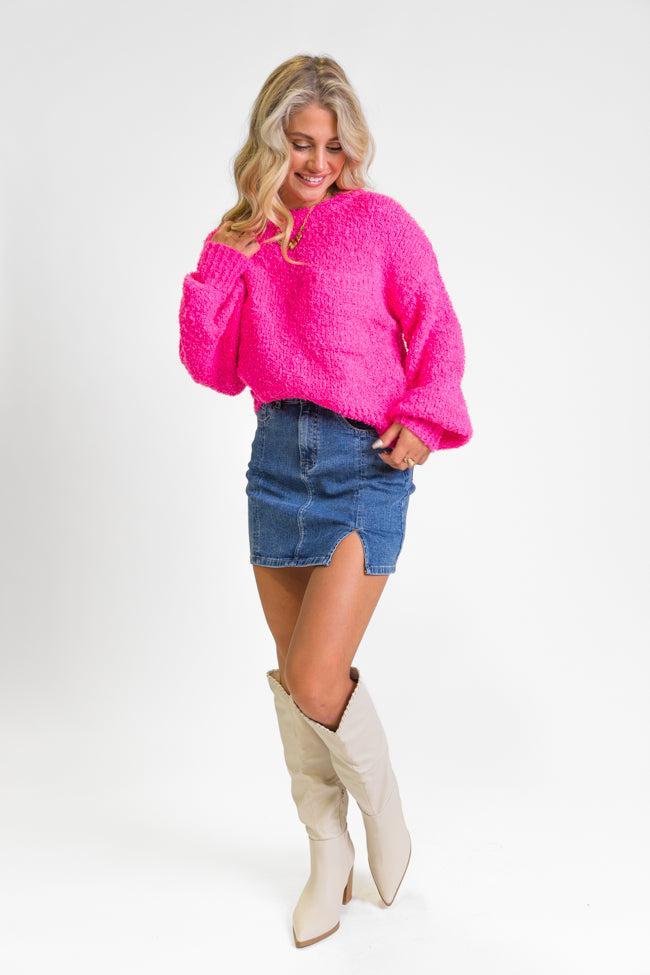 Longer Nights Magenta Fuzzy Pocketed Sweater Product Image