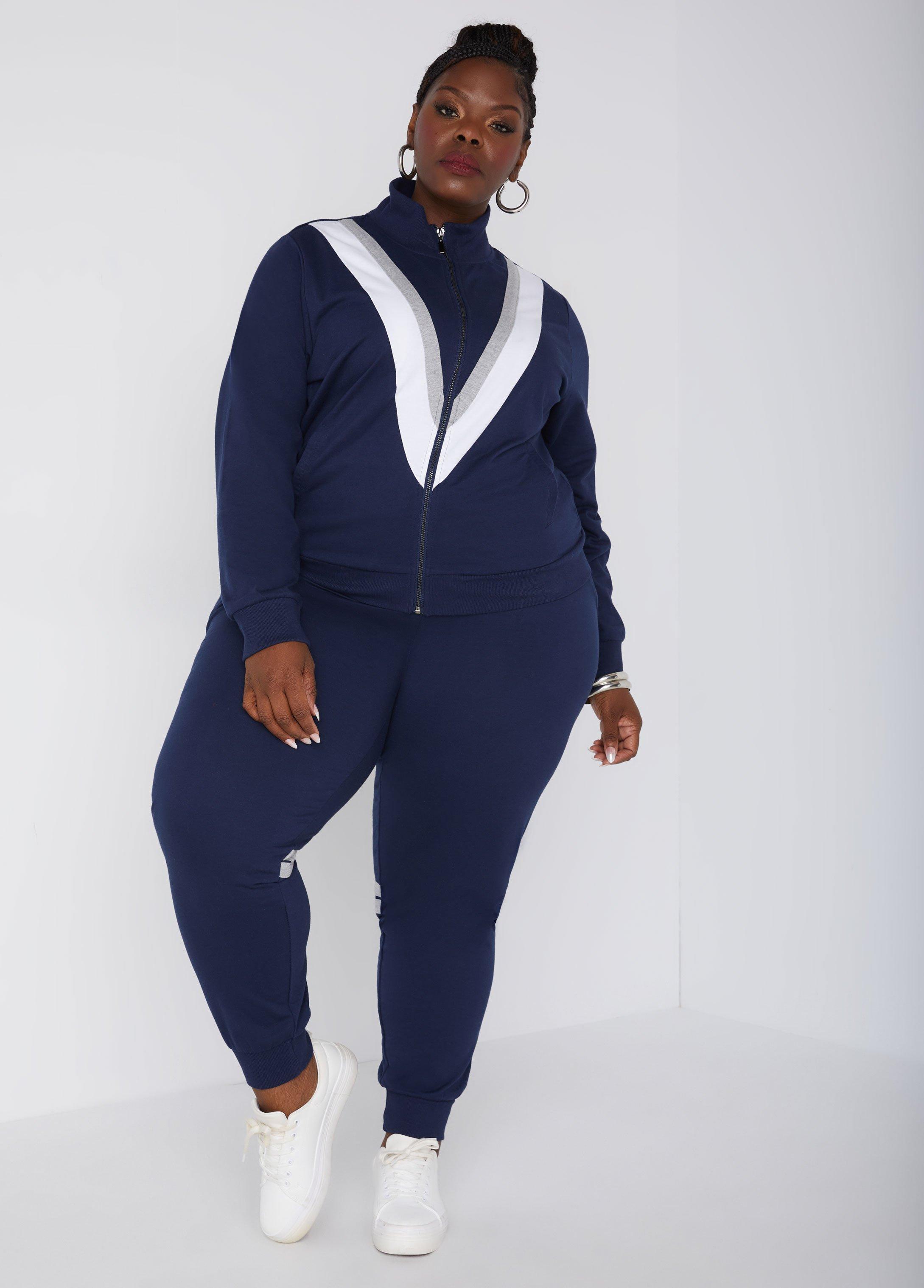 Plus Size Striped Terry Track Jacket Ashley Stewart Product Image