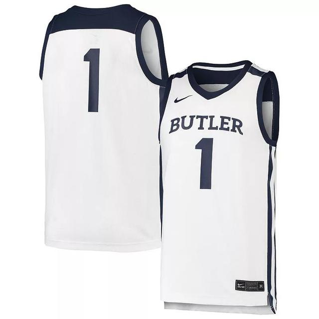 Mens Nike #1 White Butler Bulldogs Team Replica Basketball Jersey Product Image