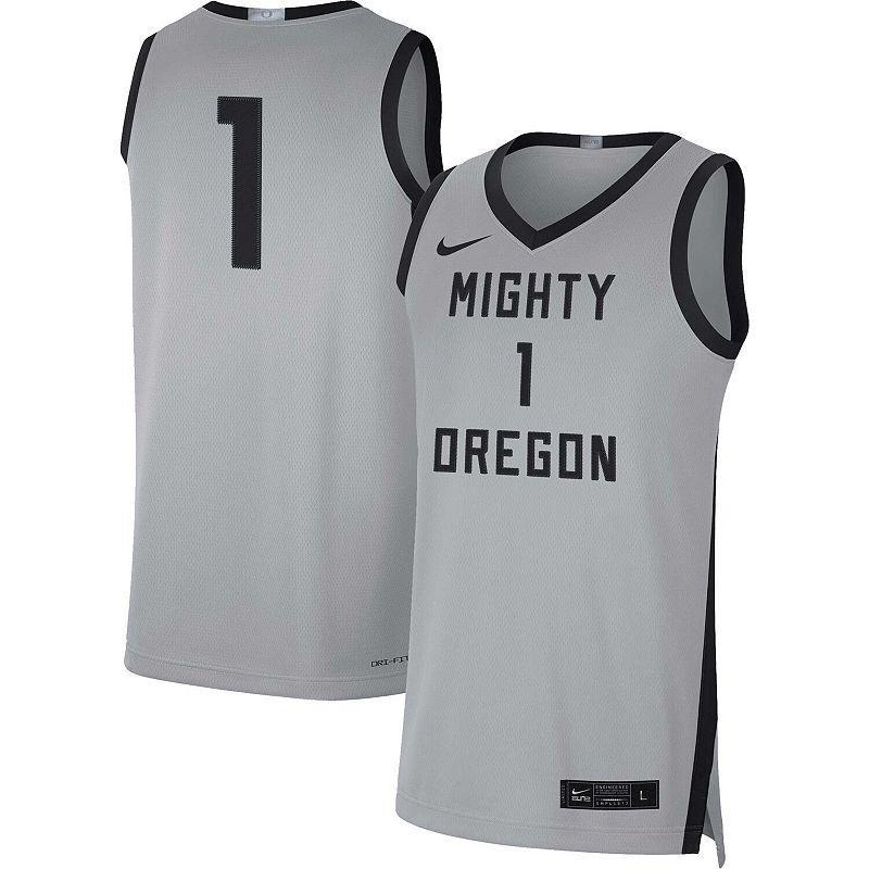 Mens Nike #1 Gray/Black Oregon Ducks Limited Basketball Jersey Grey Product Image