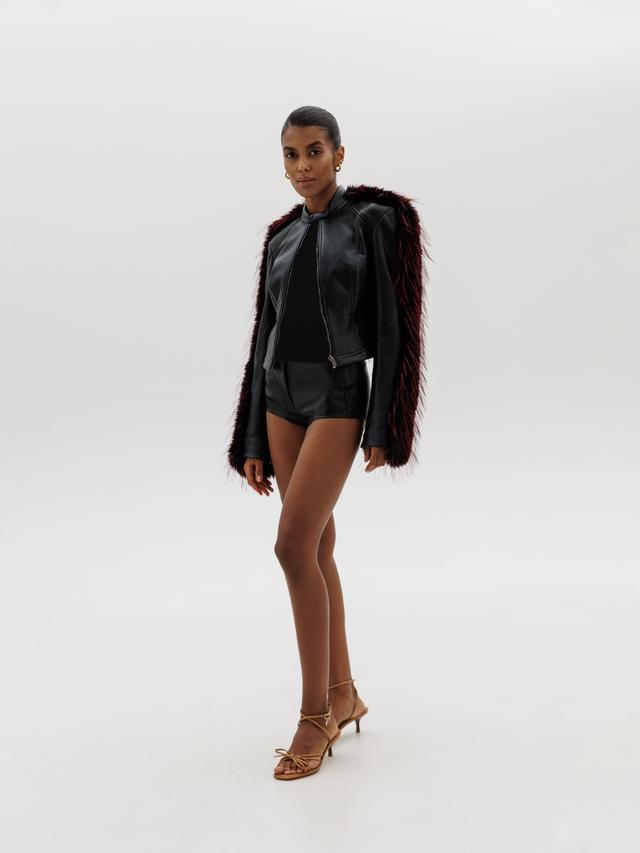 Motorsport Jacket in Fiery Fur and Genuine Leather Product Image