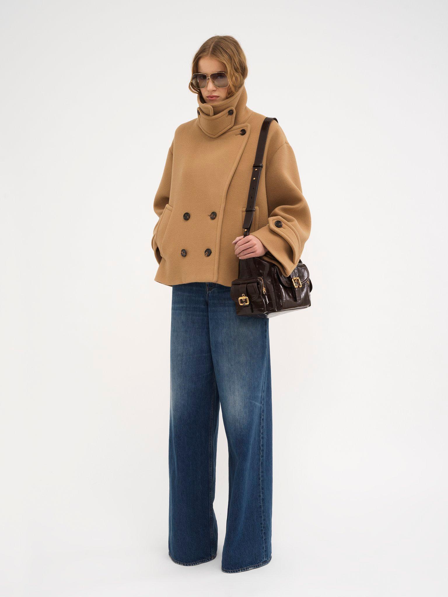 Oversized short coat in wool Product Image