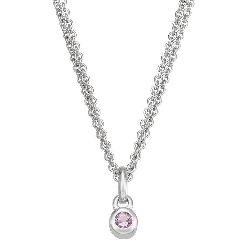 Sterling Silver Amethyst Charm Necklace, Womens Silver Tone Product Image