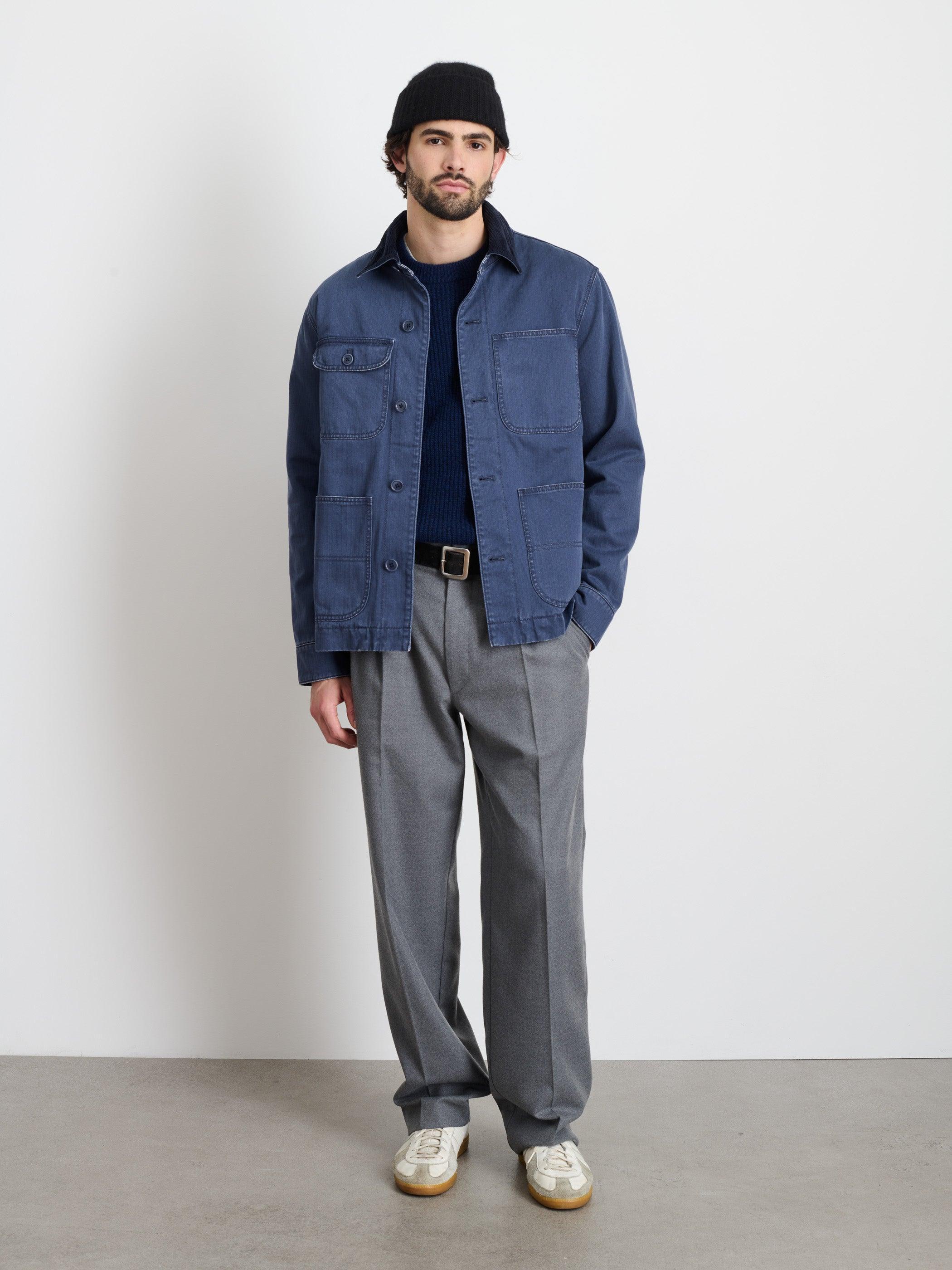 Work Jacket in Cotton Herringbone Male Product Image