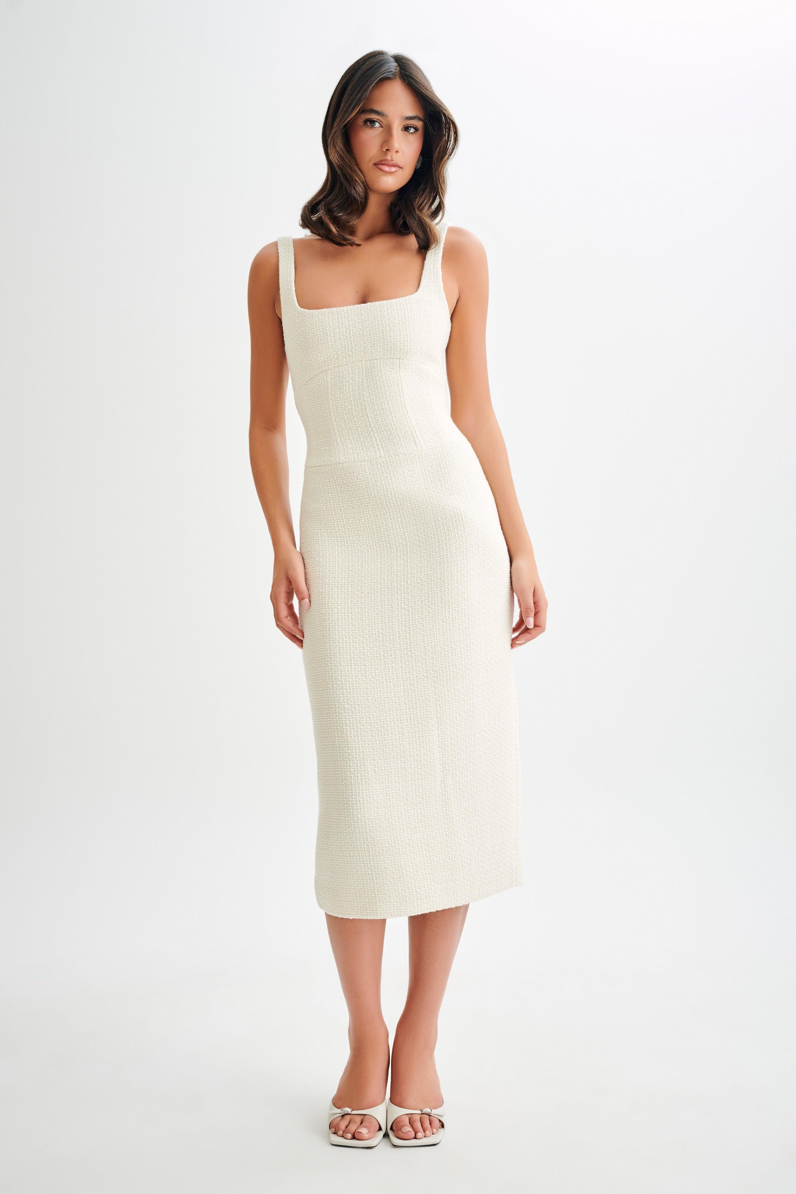 Calder Tweed Midi Dress - Ivory Product Image