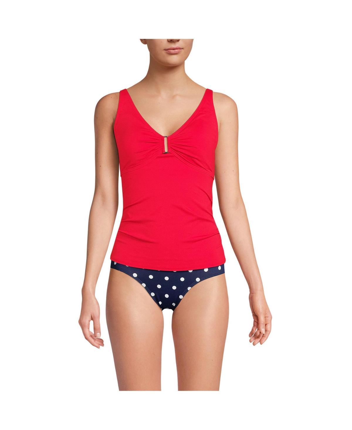 Women's Chlorine Resistant Shirred V-neck Tankini Swimsuit Top Product Image