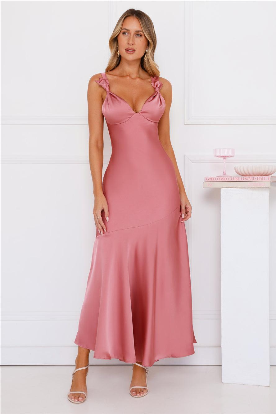 Graceful Essence Satin Maxi Dress Plum Product Image