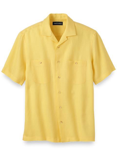 Linen Solid Casual Shirt - Yellow Product Image