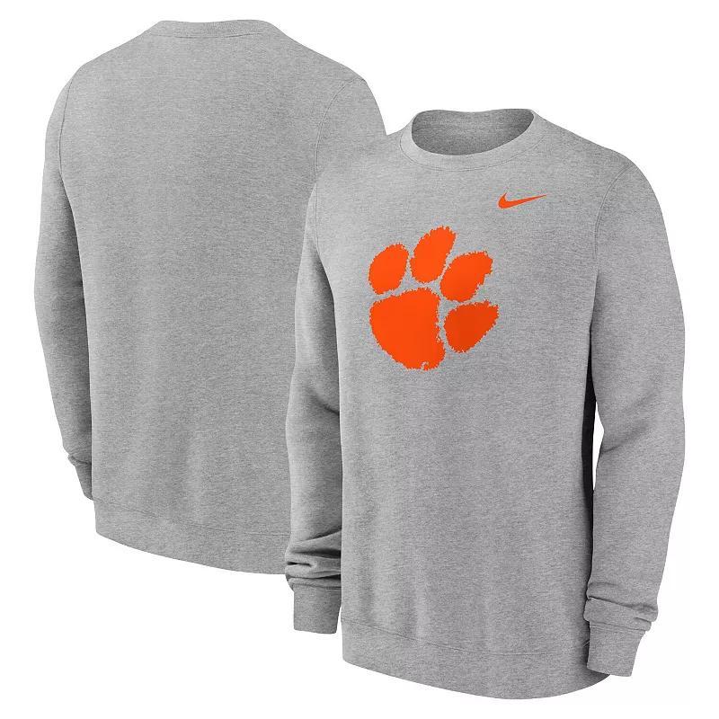 Mens Nike Heather Gray Clemson Tigers Primetime Evergreen Fleece Pullover Sweatshirt Product Image