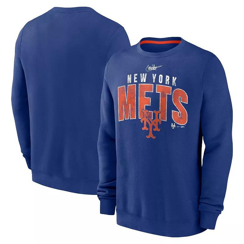 Mens Nike Royal Distressed New York Mets Cooperstown Collection Team Shout Out Pullover Sweatshirt Product Image