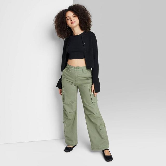 Womens High-Rise Cargo Utility Pants - Wild Fable Dark XL Product Image