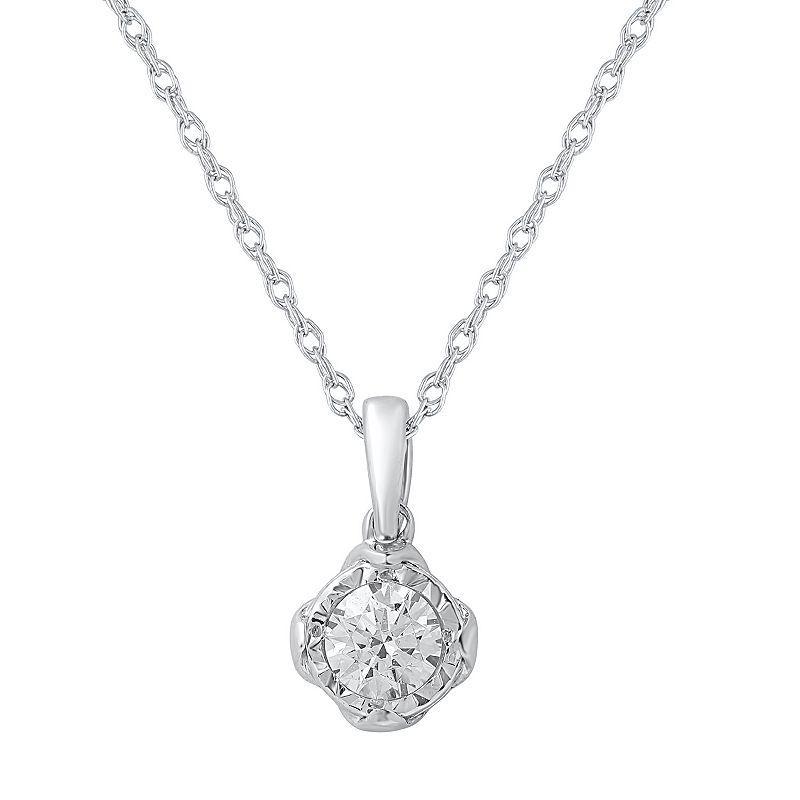 10k White Gold 1/4 Carat T.W. Diamond Solitaire Pendant Necklace, Womens Product Image