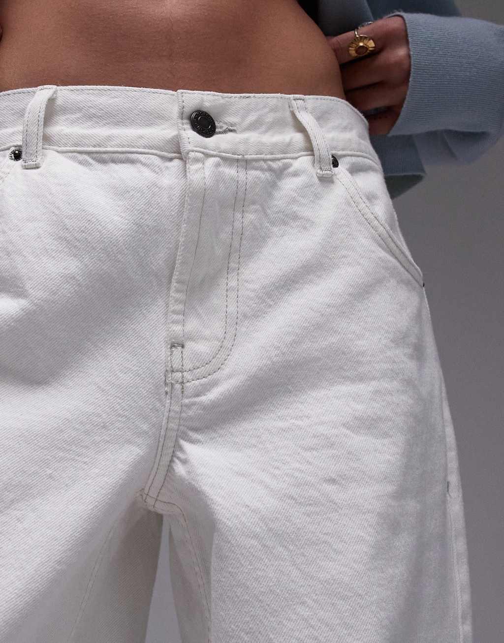 Topshop low rise cinch back jeans in off white  Product Image