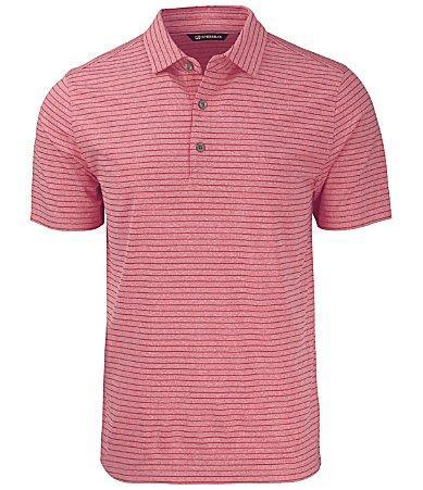 Cutter  Buck Big  Tall Performance Stretch Forge Eco Heather Stripe Short Sleeve Polo Shirt Product Image