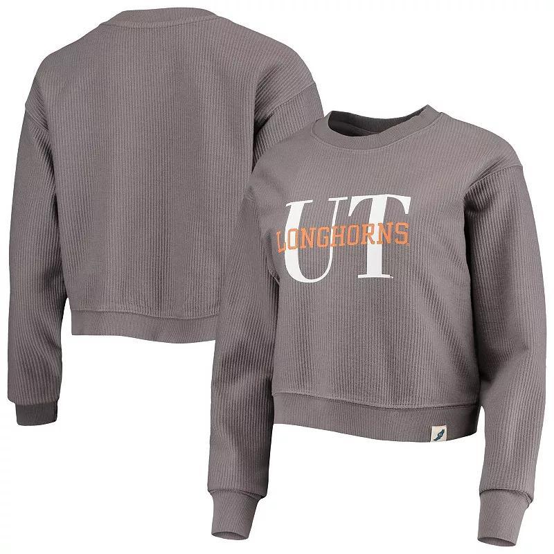 Womens League Collegiate Wear Graphite Texas Longhorns Classic Corded Timber Crop Pullover Sweatshirt Product Image