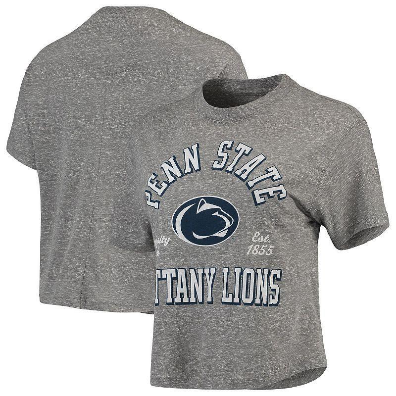 Womens Pressbox Gray Penn State Nittany Lions Bishop Tri-Blend Knobi Crop T-Shirt Product Image