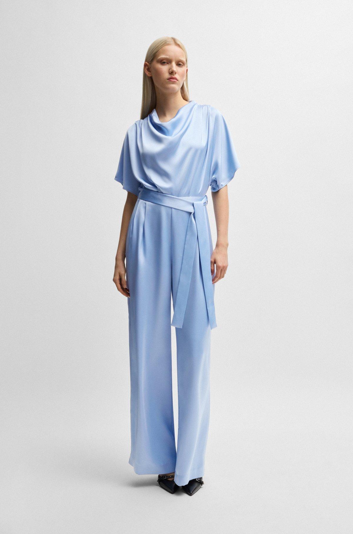 Cowl-neck regular-fit jumpsuit in fluent satin Product Image