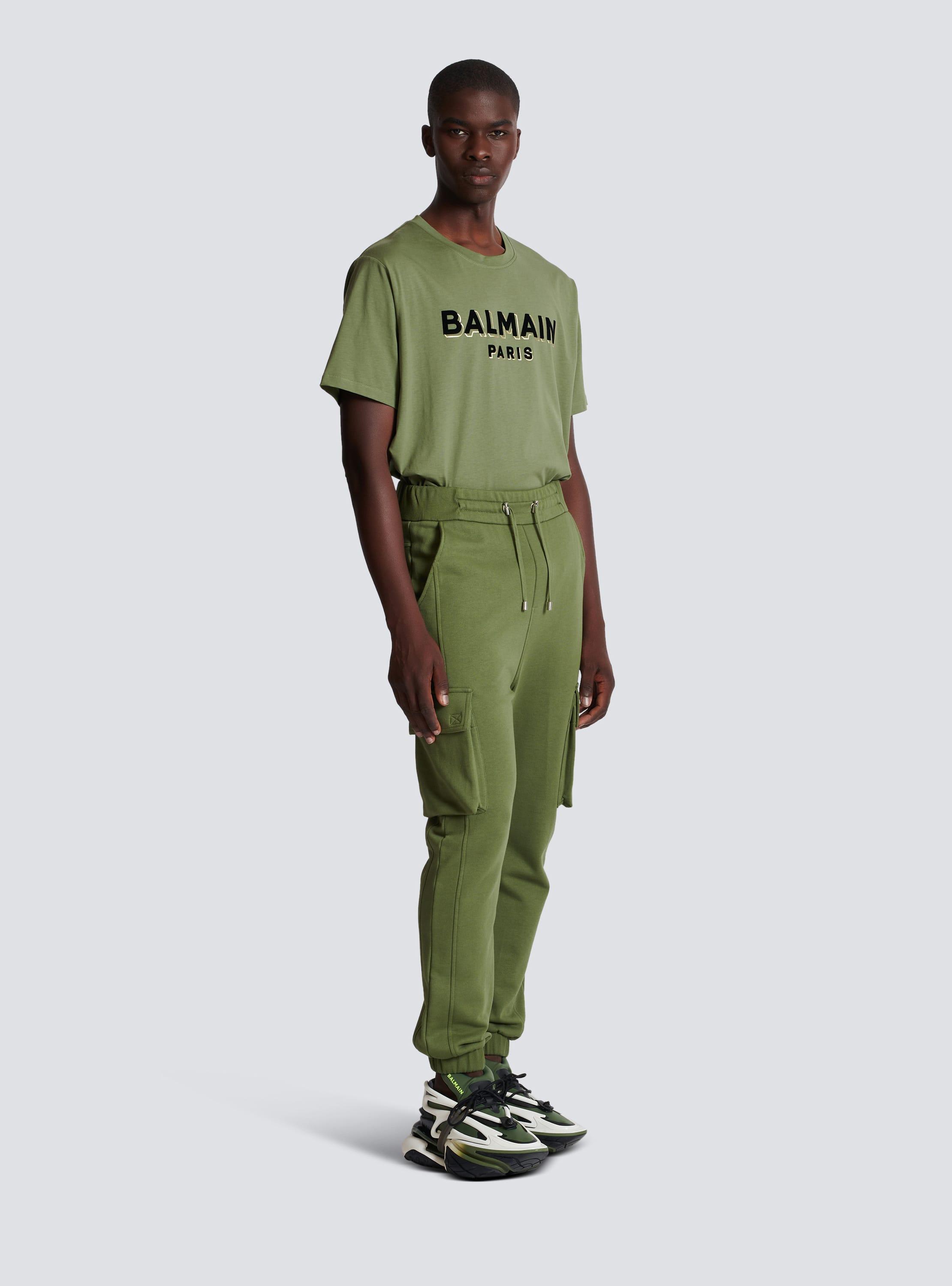 Cargo joggers with Balmain Paris print  Product Image