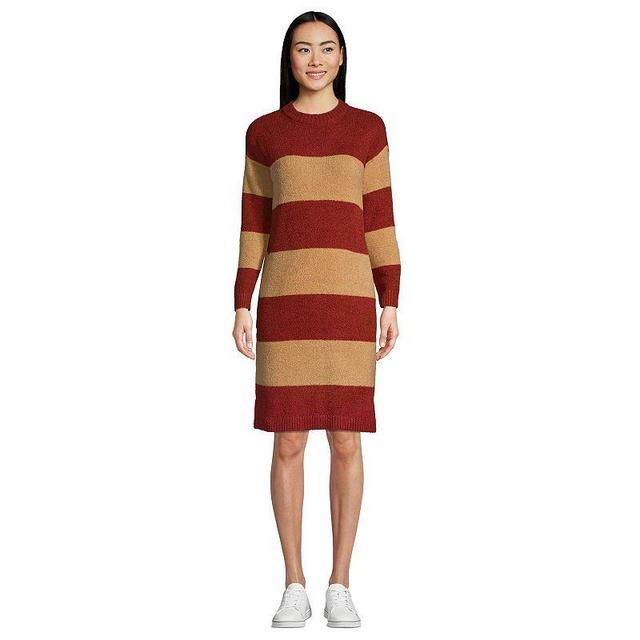 Womens Lands End Lounge Crewneck Sweater Dress Red Red Stripe Product Image