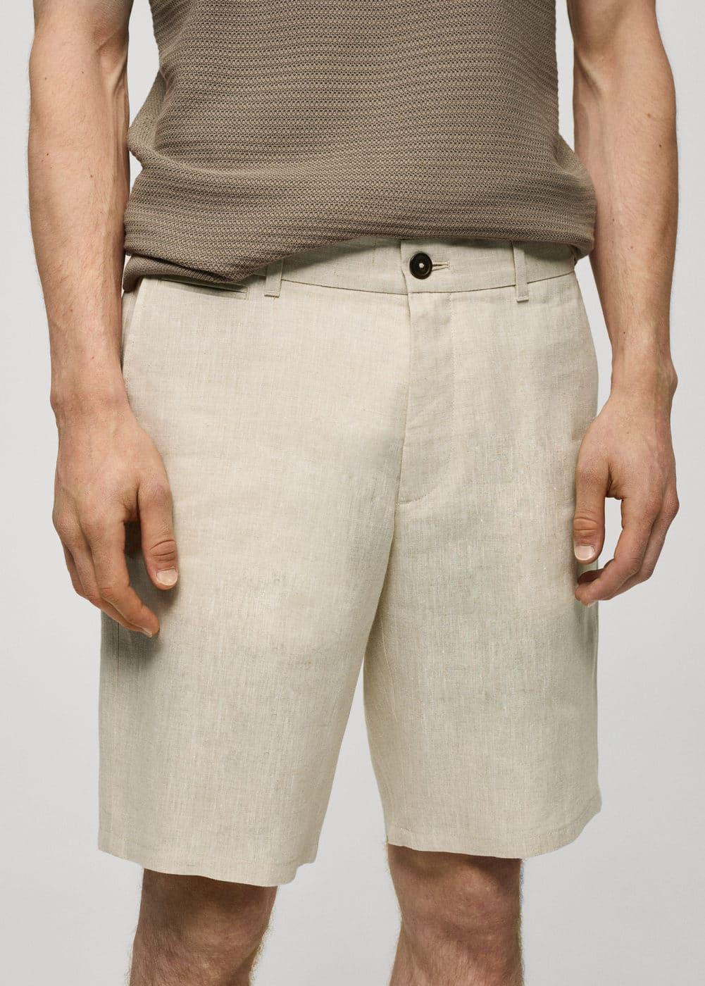 MANGO MAN - Slim fit 100% linen Bermuda shorts ecruMen Product Image