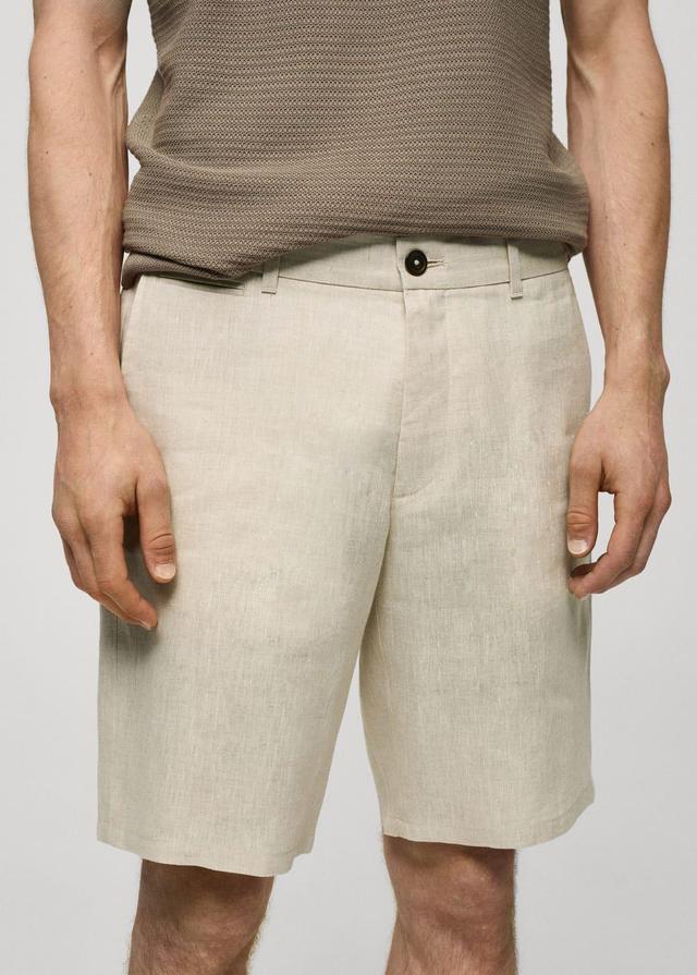 MANGO MAN - Slim fit 100% linen Bermuda shorts ecruMen Product Image