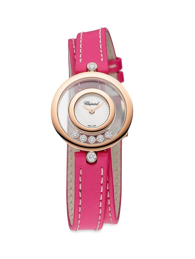 Womens Happy Diamonds 18K Rose Gold & Leather Double Strap Watch Product Image