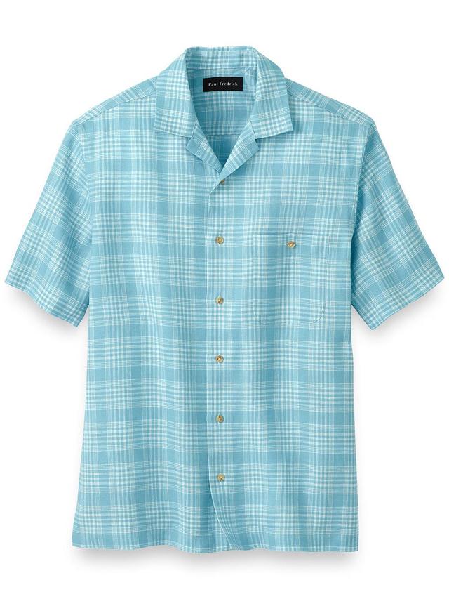 Slim Fit Linen Plaid Casual Shirt Product Image